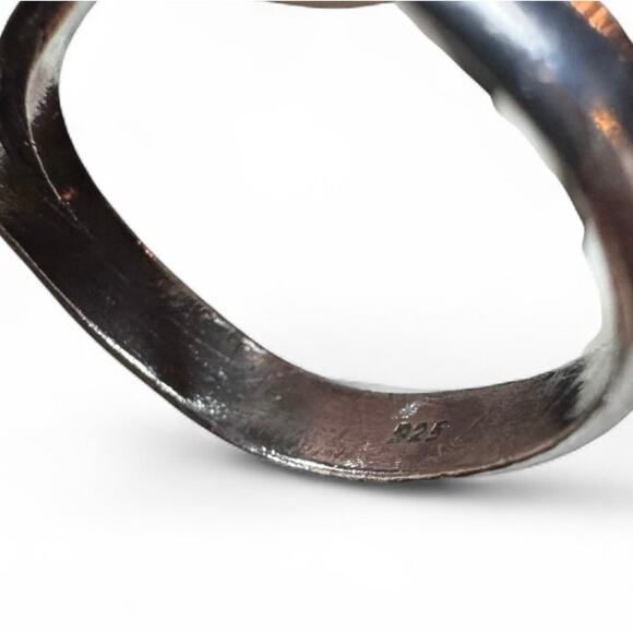 Vintage Navajo Style Sterling Silver Ring Turquoise & Coral Stones Size 7 - Picture 8 of 8